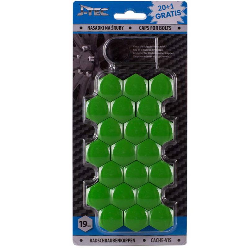 J-Tec Satz universelle Radmutterkappen - Grün Kunststoff - 19mm - Satz à 20+1 Stück von AUTO-STYLE
