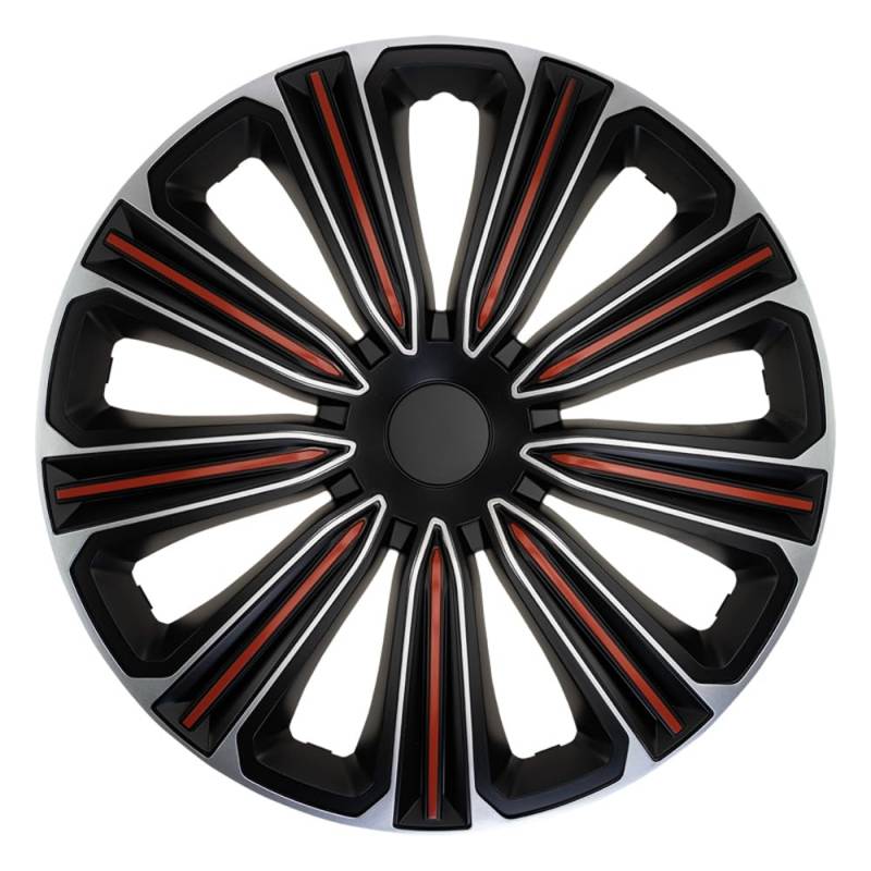 J-Tec Satz Radzierblenden Rosso 15-Zoll Silber/Schwarz/Rot von Lupsty