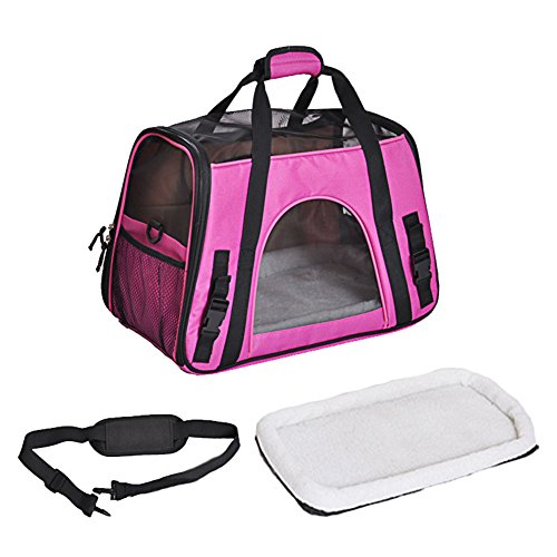 J-power HUNDE TRANSPORTBOX HUNDEBOX Haustiertragetasche Kleintiere Box (L, rosa) von J-power