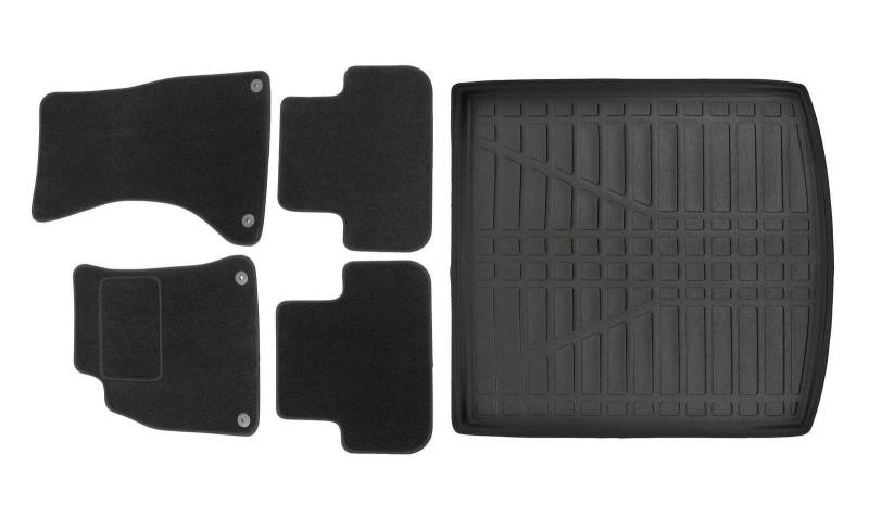 J&J AUTOMOTIVE | Velours Fußmatten + Kofferraumwanne Set Für A4 8K B8 2008-2015, Genaue Passform, rutschfeste Untregrund, mit Hoher Rand von J&J AUTOMOTIVE