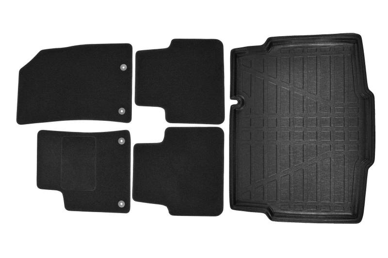 J&J AUTOMOTIVE | Velours Fußmatten + Kofferraumwanne Set Für Crossland X ab 2017, Genaue Passform, rutschfeste Untregrund, mit Hoher Rand von J&J AUTOMOTIVE