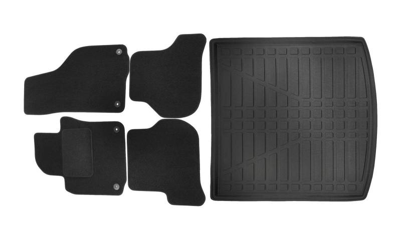 J&J AUTOMOTIVE | Velours Fußmatten + Kofferraumwanne Set Für Golf 5, / 6, 2004-2012 Variant/Kombi, Genaue Passform, rutschfeste Untregrund von J&J AUTOMOTIVE