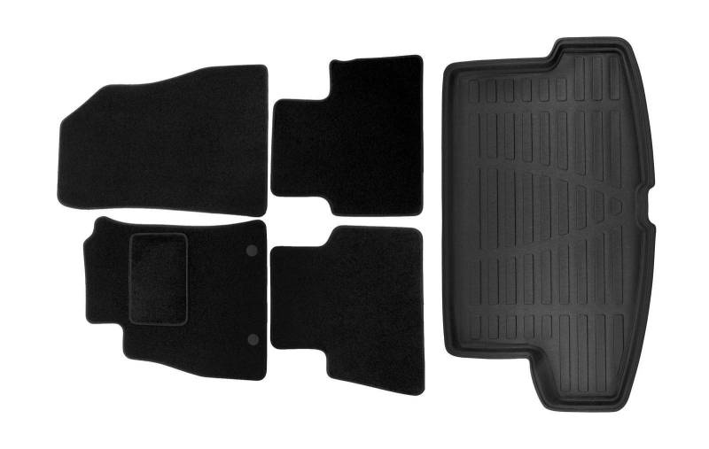 J&J AUTOMOTIVE | Velours Fußmatten + Kofferraumwanne Set Für Juke F15 ab 2010-2018, Genaue Passform, rutschfeste Untregrund, mit Hoher Rand von J&J AUTOMOTIVE