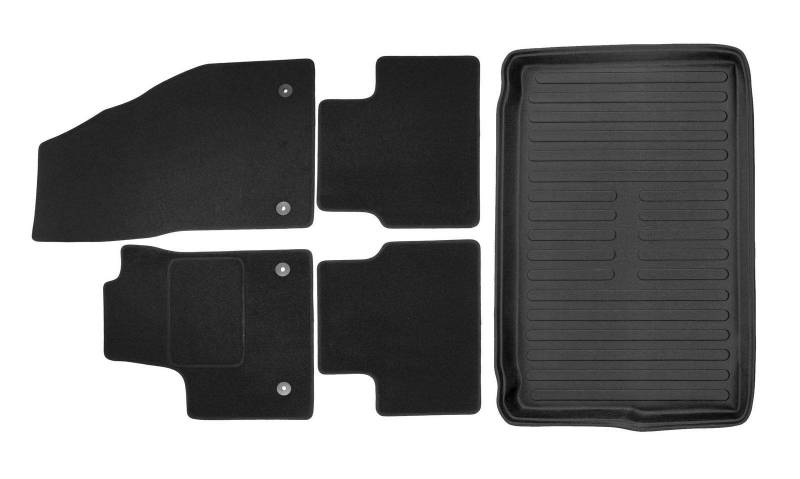 J&J AUTOMOTIVE | Velours Fußmatten + Kofferraumwanne Set Für Meriva B 2010-2017, Genaue Passform, rutschfeste Untregrund, mit Hoher Rand von J&J AUTOMOTIVE