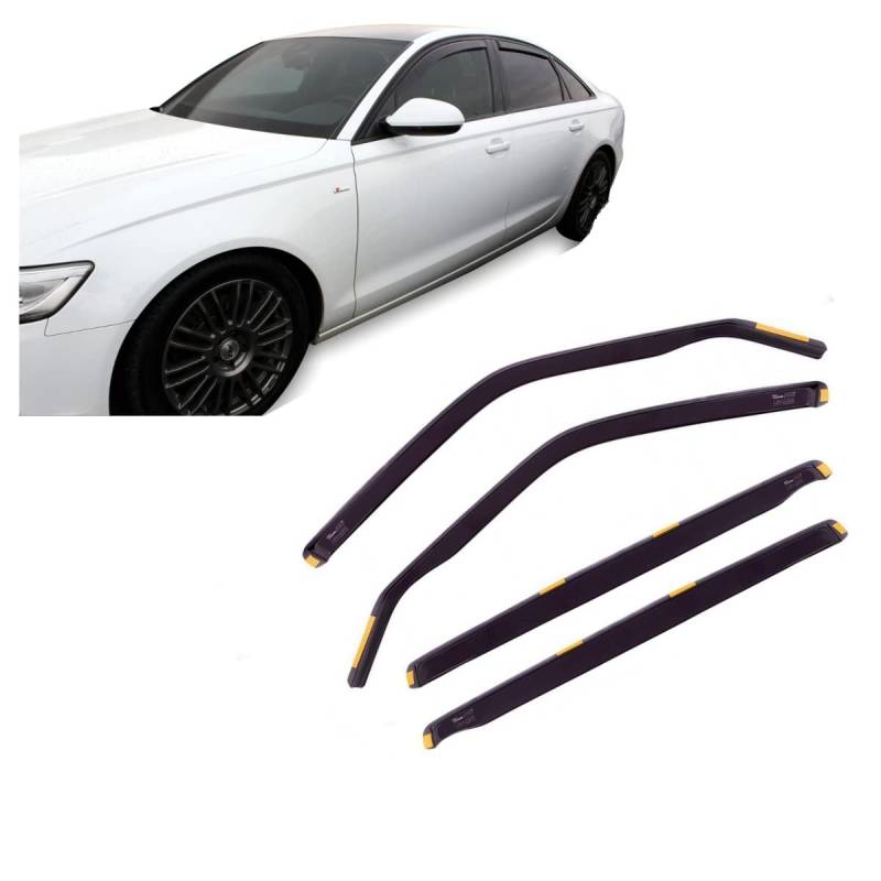 J&J AUTOMOTIVE | Windabweiser Passend Für A6 C7 Limousine 2011-2018, Heko Regenabweiser, Getönt, Set 4-Teilig, Vorne, Hinten, Aerodynamisch von J&J AUTOMOTIVE