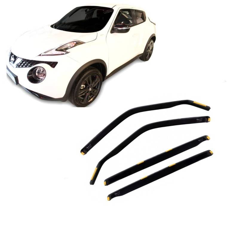 J&J AUTOMOTIVE | Windabweiser Passend Für Juke 2010-2018, Heko Regenabweiser, Getönt, Set 4-Teilig, Vorne und Hinten, Aerodynamisch von J&J AUTOMOTIVE