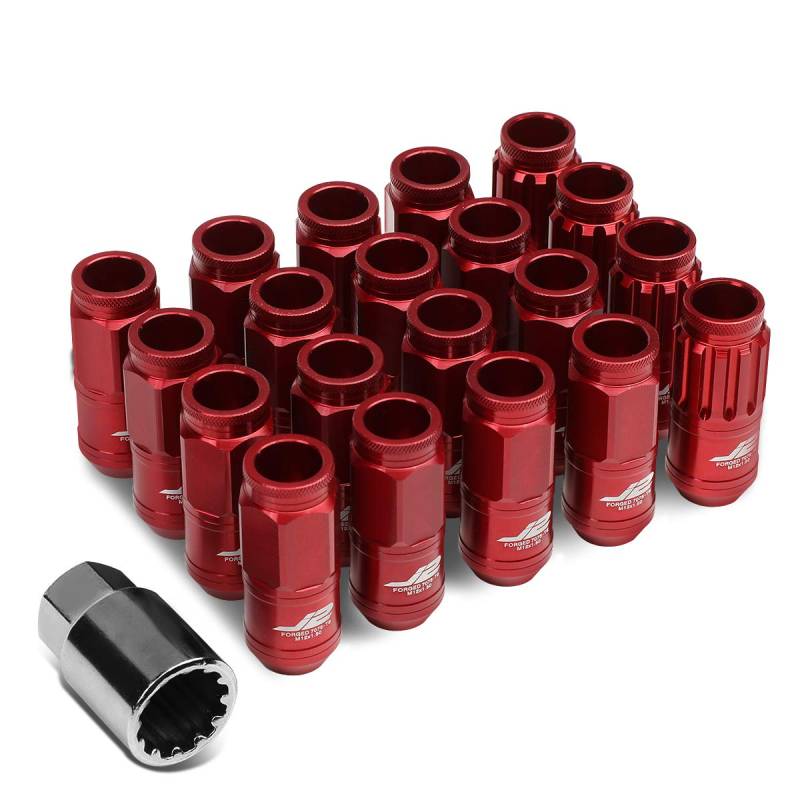 J2 Engineering 7075 Aluminium-Radmutter, M12 x 1,5, 16 Stück, L: 50 mm, offenes Ende, mit 4 Schloss und Schlüssel von J2 Engineering