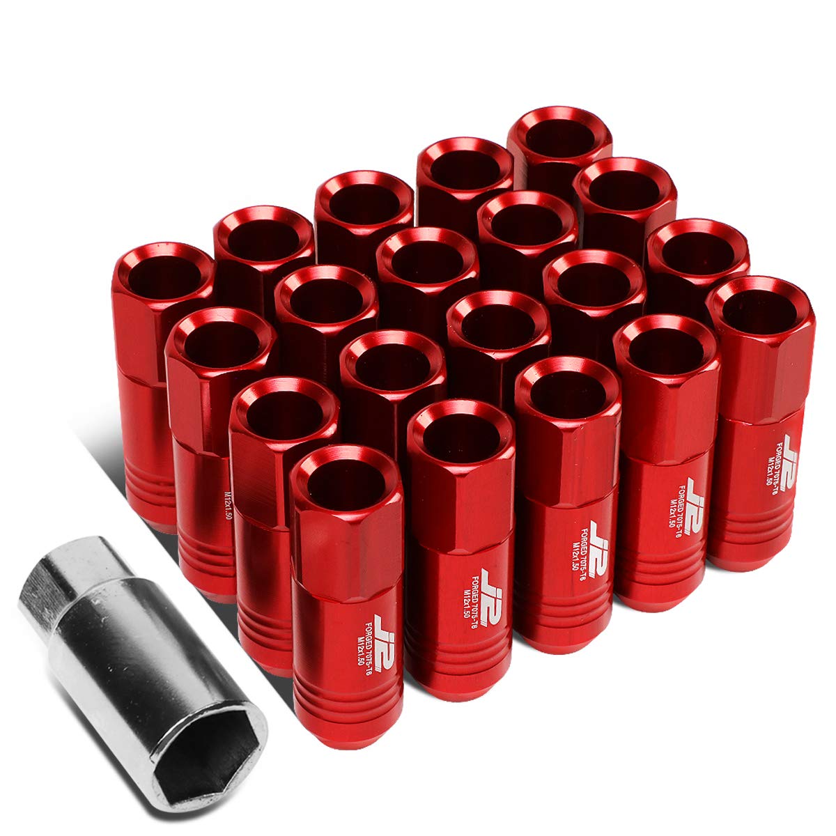 J2 Engineering 7075 Aluminium-Radmutter, M12 x 1,5, 20 Stück, L: 60 mm offenes Ende, mit Stecknuss-Adapter J2 Engineering 7075 Aluminium-Radmutter, M12 x 1,5, 20 Stück, L: 60 mm offenes Ende, mit Stecknuss-Adapter von J2 Engineering
