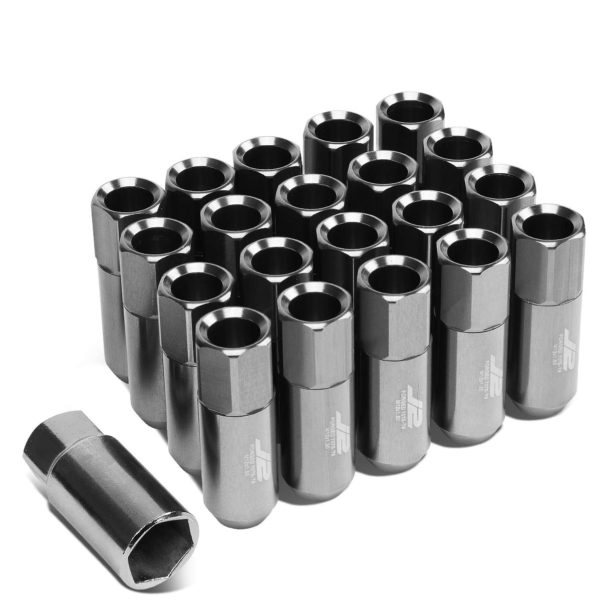 J2 Engineering LN-T7-003-15-SL Silber 7075 Aluminium M12 x 1,5 20 Stück L: 60 mm offene Radmutter mit Stecknuss-Adapter J2 Engineering LN-T7-003-15-SL Silber 7075 Aluminium M12 x 1,5 20 Stück L: 60 mm offene Radmutter mit Stecknuss-Adapter von J2 Engineering
