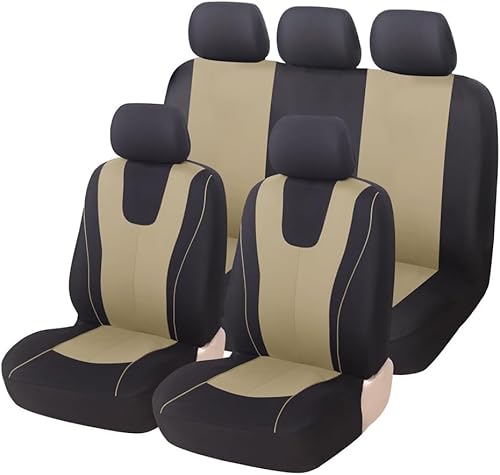 JACCOS Auto Sitzbezüge Set für V-W EOS 2-Door 2006–2015,Alles Inklusive rutschfest und Verschleißfester Stoff Sitzschoner,Waschbarer Innenraum Zubehör,A/Beige von JACCOS