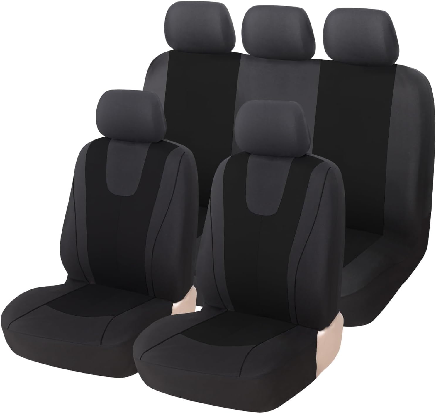 JACCOS Auto Sitzbezüge Set für to-yota Hilux Double Cab AN120 AN130 AN10 2023-2025,Alles Inklusive rutschfest und Verschleißfester Stoff Sitzschoner,Waschbarer Innenraum Zubehör,C/Black von JACCOS
