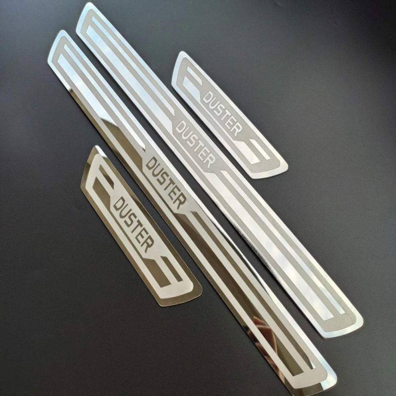 4 Stück Auto-Edelstahl-Außentürschwellenschutz-Kickplatte Einstiegsleisten & Türschweller für Dacia Duster,Karosserie-Styling-Dekorationszubehör Verschleiß- und Kratzfester von JALde