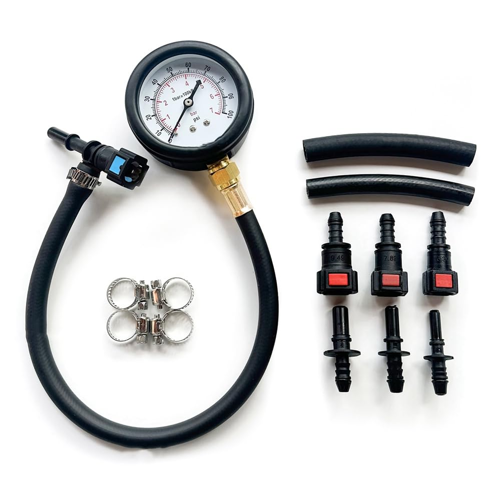 JANZU Fuel Pressure Test Kit Fuel Pressure Gauge Fuel Injection Pump Pressure Tester Gauge Kit Schwarz für Auto, Motorrad, JANZU Fuel Pressure Test Kit Fuel Pressure Gauge Fuel Injection Pump Pressure Tester Gauge Kit Schwarz für Auto, Motorrad, von JANZU