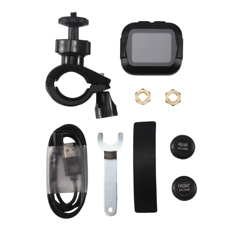 JANZU Wasserdichtes Motorrad Echtzeit ReifendrucküBerwachungssystem Externer Sensor Drahtloses LCD Bildschirm Motor TPMS von JANZU