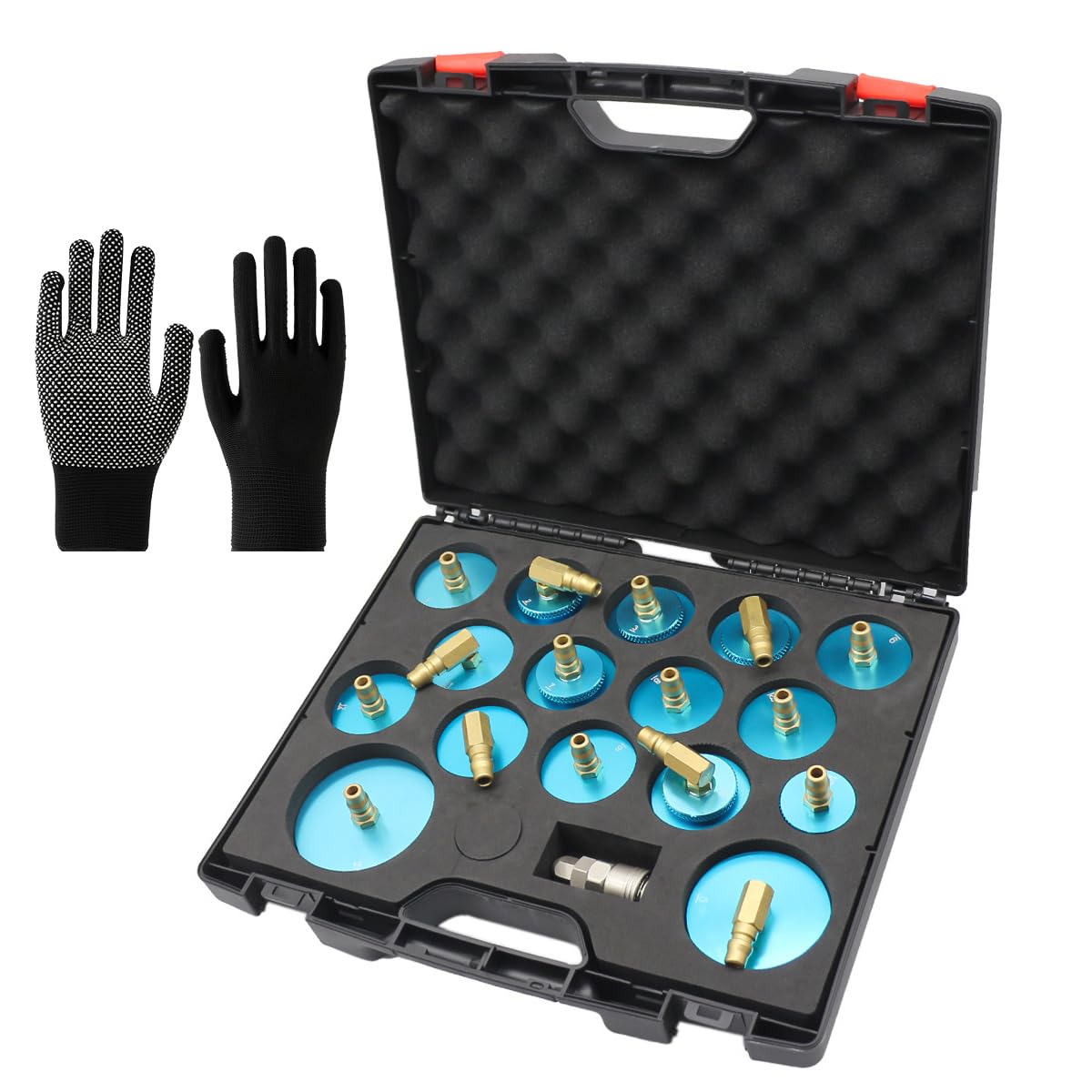 JAOGAUS Bremsenentlüftungsgerät Adapter Set 17PCS, Werkzeugsatz für Bremsenentlüfter Auto Bremsenentlüftungsgerät KFZ, Bremsenentlüfter Adapter KFZ JAOGAUS Bremsenentlüftungsgerät Adapter Set 17PCS, Werkzeugsatz für Bremsenentlüfter Auto Bremsenentlüftungsgerät KFZ, Bremsenentlüfter Adapter KFZ von JAOGAUS