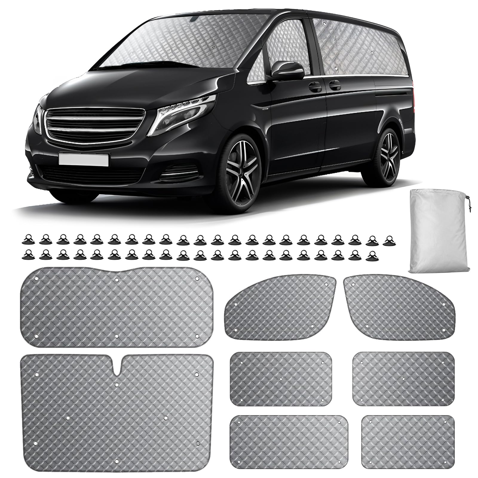 Sonnenschutz Auto Frontscheibe Kompatibel mit Mercedes-Benz VITO III W447 2014-2024 (SWB), 10 STK Sonnenschutz Windschutzscheiben Schutz Set Wintergegen Schnee Frontscheibenabdeckung von JAOGAUS