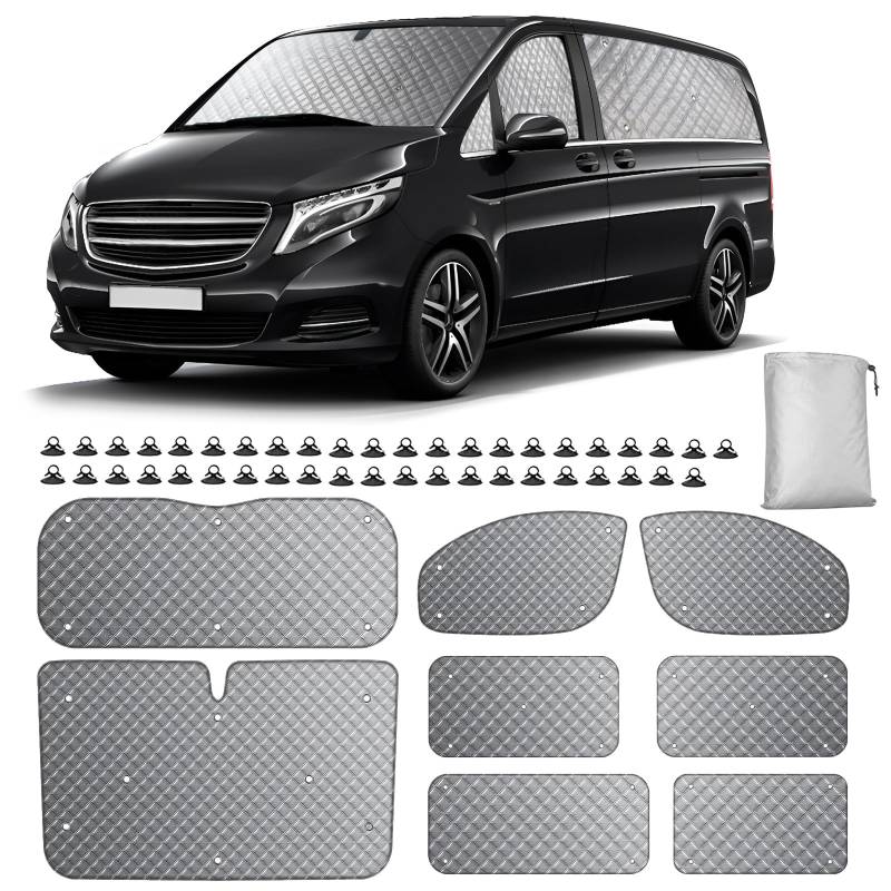 Sonnenschutz Auto Frontscheibe Kompatibel mit Mercedes-Benz VITO III W447 2014-2024 (SWB), 10 STK Sonnenschutz Windschutzscheiben Schutz Set Wintergegen Schnee Frontscheibenabdeckung von JAOGAUS
