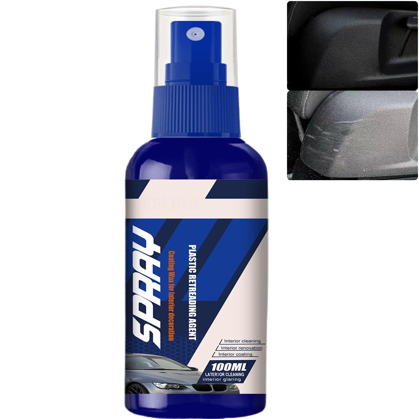 Kunststoff- und Leder-Restaurator für Autos, Wohnmobile und Motorräder, schwarzes Zierleisten-Restaurationsspray, langanhaltendes Armaturenbrett, Kunststoffschutz für die Sitzaußenseite (1 Stück) von JASUBAI