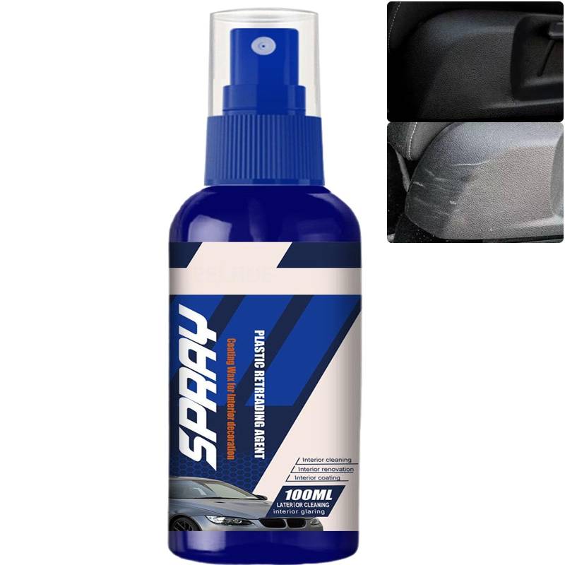 Kunststoff- und Leder-Restaurator für Autos, Wohnmobile und Motorräder, schwarzes Zierleisten-Restaurationsspray, langanhaltendes Armaturenbrett, Kunststoffschutz für die Sitzaußenseite (1 Stück) von JASUBAI