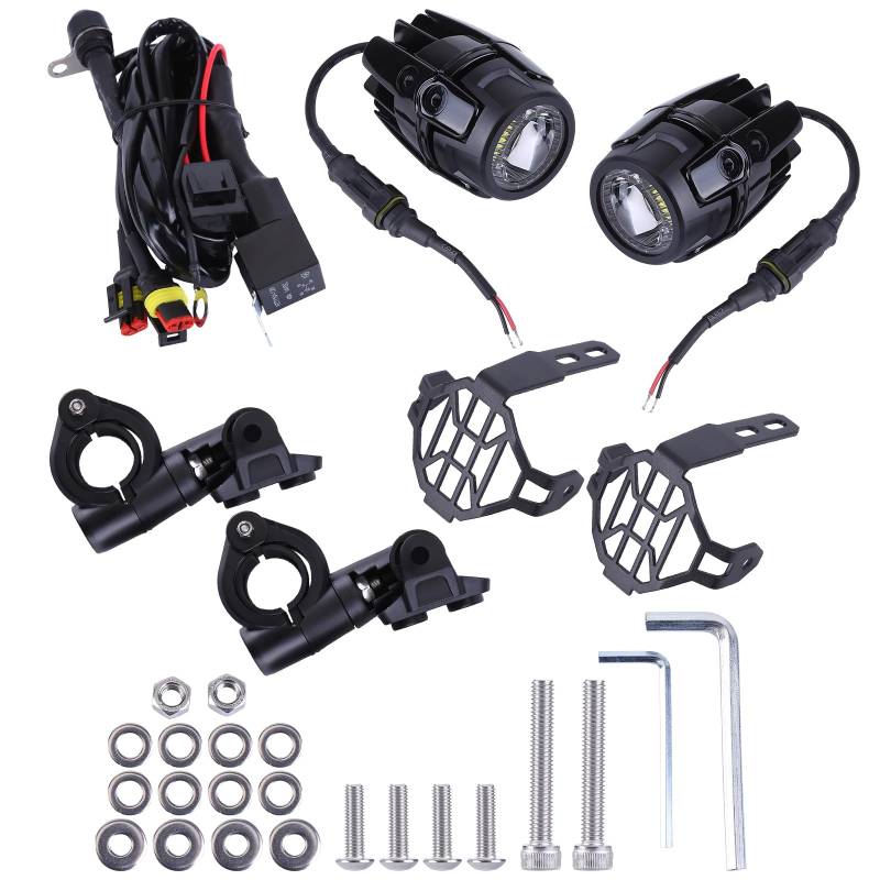 2 Stück Motorrad Nebelscheinwerfer für BMW R1200GS F850GS, LED-Nebelscheinwerfer + Schutzgitter Kabelbaum, Motorradscheinwerfer Zusatzscheinwerfer Nebelscheinwerfer von JAWSEU