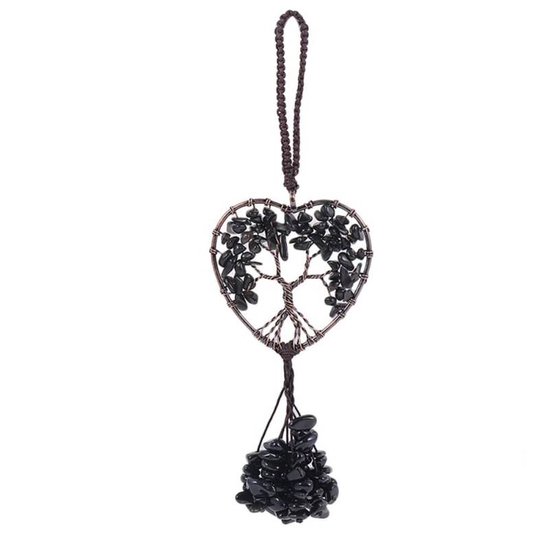 Autospiegel Anhänger Baum des Lebens Kristall Auto Hängende, Auto Rückspiegel Ornament Meditation Ornamente Dreamcatcher Traumfänger für Wohnzimmer, Balkon, Garten, Auto von JAWSEU