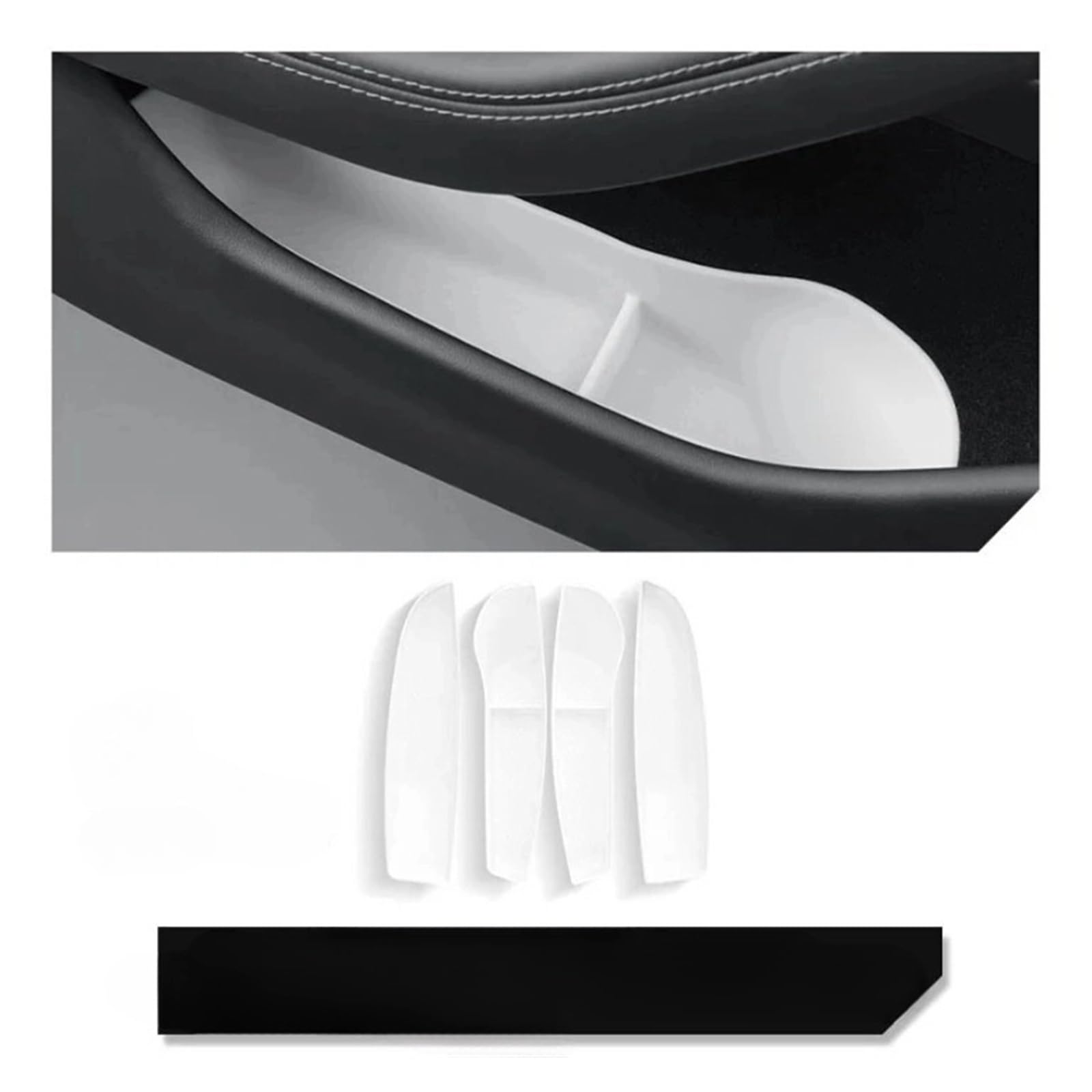 JAYQDZ Autotür-Aufbewahrungsbox, kompatibel mit Tesla Model Y, Model 3, Highland 2023 2024, TPE-Torschlitz, Schmutzaufbewahrung, Organizer, Aufräumen, Autozubehör(M3 Highland White) von JAYQDZ