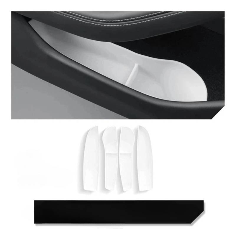 JAYQDZ Autotür-Aufbewahrungsbox, kompatibel mit Tesla Model Y, Model 3, Highland 2023 2024, TPE-Torschlitz, Schmutzaufbewahrung, Organizer, Aufräumen, Autozubehör(M3 Highland White) von JAYQDZ