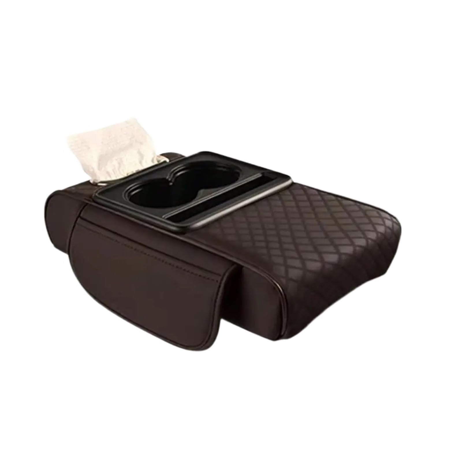 JAYQDZ Getränkehalter Armlehne Erhöhung Kissen Seitliche Aufbewahrungstaschen Tissue Box Autokonsole Konsolenkissen(V Style Engine Cover) von JAYQDZ