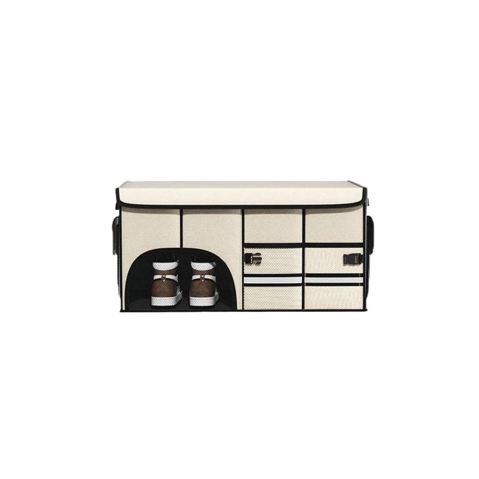 JAYQDZ Handschuhfach im Auto, Auto-Organizer, Faltbare Aufbewahrungsbox fürs Auto, Kofferraum, Aufbewahrungsbox aus Oxford-Stoff(M Beige) von JAYQDZ