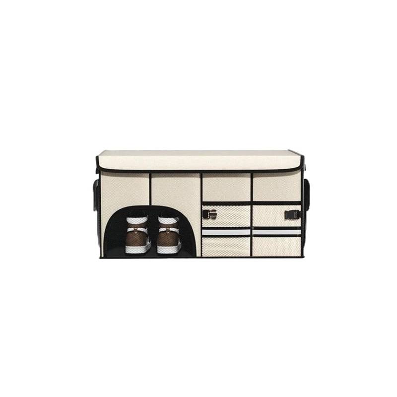 JAYQDZ Handschuhfach im Auto, Auto-Organizer, Faltbare Aufbewahrungsbox fürs Auto, Kofferraum, Aufbewahrungsbox aus Oxford-Stoff(M Beige) von JAYQDZ