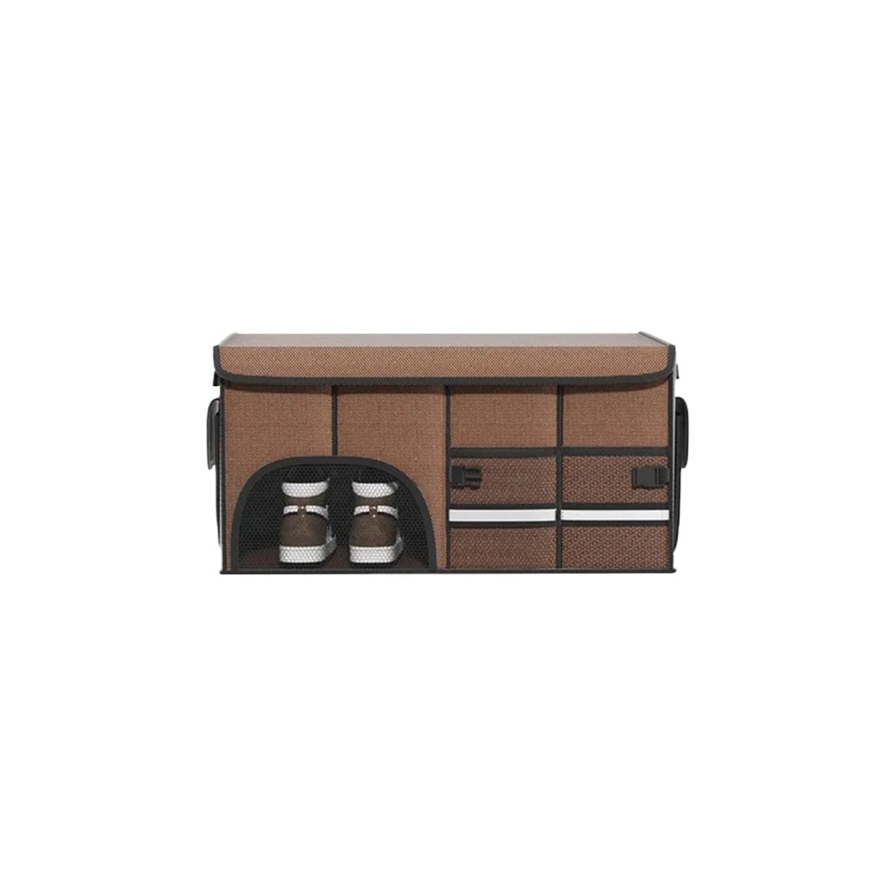 JAYQDZ Handschuhfach im Auto, Auto-Organizer, Faltbare Aufbewahrungsbox fürs Auto, Kofferraum, Aufbewahrungsbox aus Oxford-Stoff(M Brown) von JAYQDZ