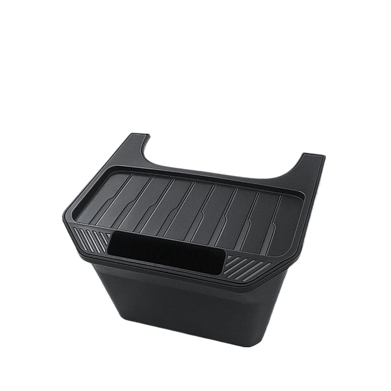 JAYQDZ Kompatibel mit Tesla 2022 2023 Modell Y, TPE-Aufbewahrungsbox for die hintere Mittelkonsole, Organizer-Box mit Abdeckung, Mülleimer unter dem Sitz, Autozubehör(Regular Black) von JAYQDZ