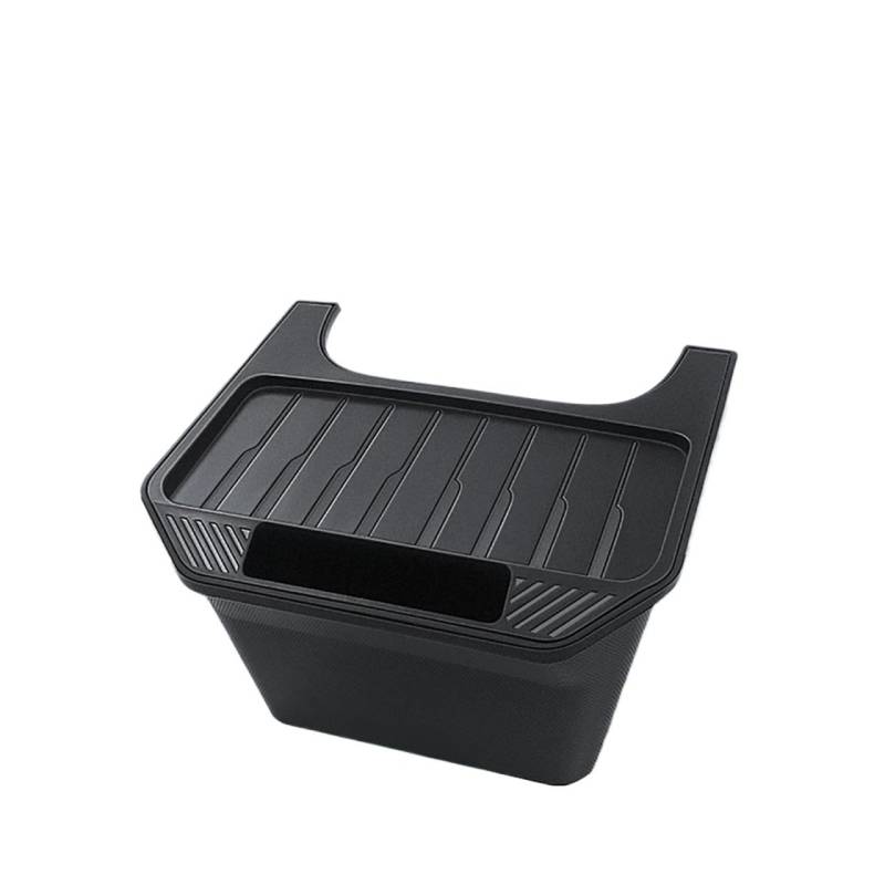 JAYQDZ Kompatibel mit Tesla 2022 2023 Modell Y, TPE-Aufbewahrungsbox for die hintere Mittelkonsole, Organizer-Box mit Abdeckung, Mülleimer unter dem Sitz, Autozubehör(Regular Black) von JAYQDZ