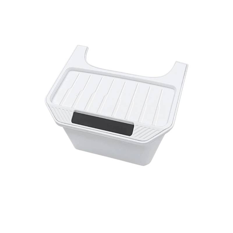 JAYQDZ Kompatibel mit Tesla 2022 2023 Modell Y, TPE-Aufbewahrungsbox for die hintere Mittelkonsole, Organizer-Box mit Abdeckung, Mülleimer unter dem Sitz, Autozubehör(White) von JAYQDZ