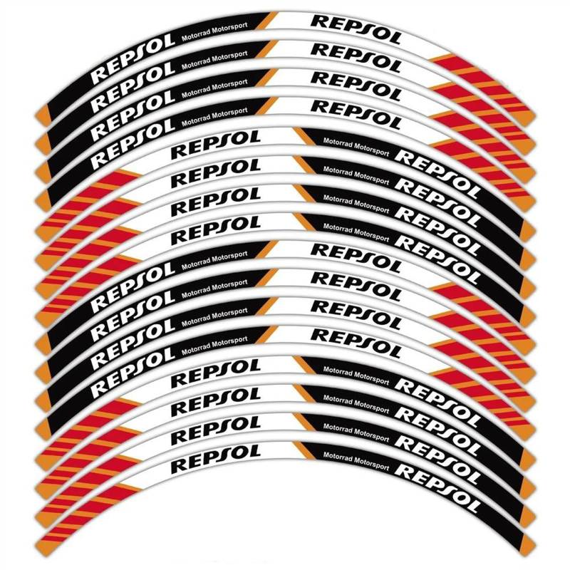 JAYWIS Felgenaufkleber Motorrad Reflektierende Rad Aufkleber Racing Felgen Streifen Aufkleber 17 "Nabe Zubehör Für H&onda Repsol HRC Radaufkleber von JAYWIS