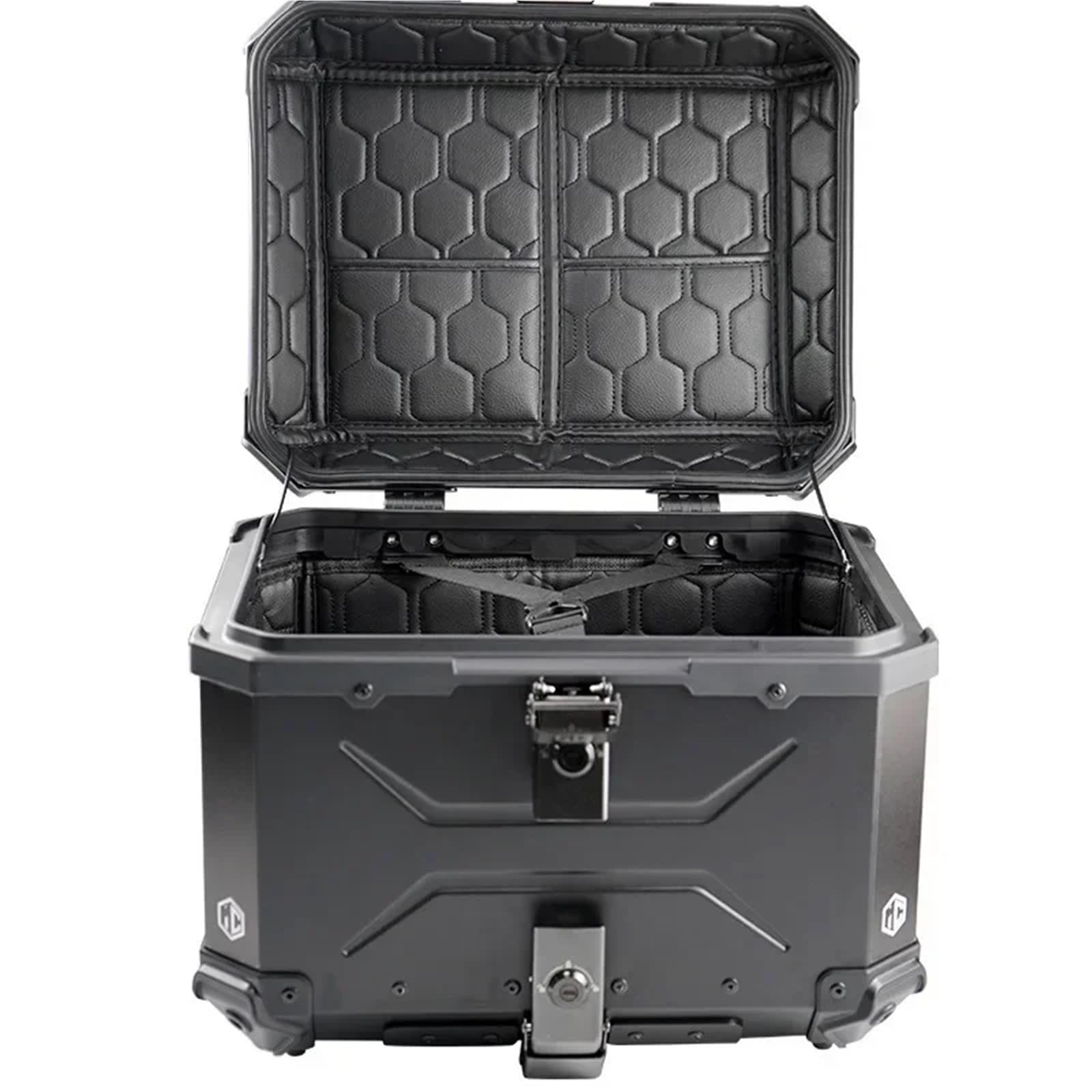 JBJYGSG 65L 55L 45L Motorcycle Helmet Box Top Tail Rear Luggage Storage Tool Cases LockTail Box Motorcycle Trunk Motor Accessories Für Roller, Motorrad Oder Quad(55L Black) von JBJYGSG