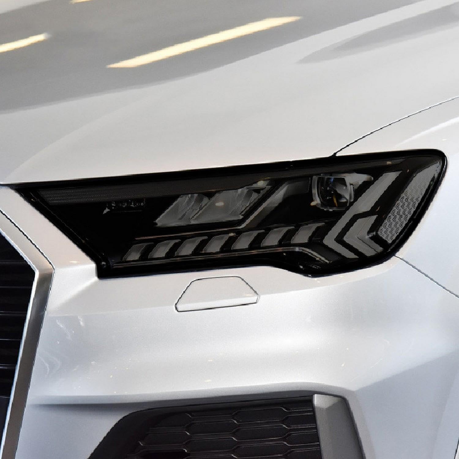 JCAKES 2 Stück Autoscheinwerfer Tönung Schwarz Vinyl Schutzfolie Transparent TPU Aufkleber für Audi Q7 4M 2016 2017 2018 2019 2020-2023 Zubehör von JCAKES