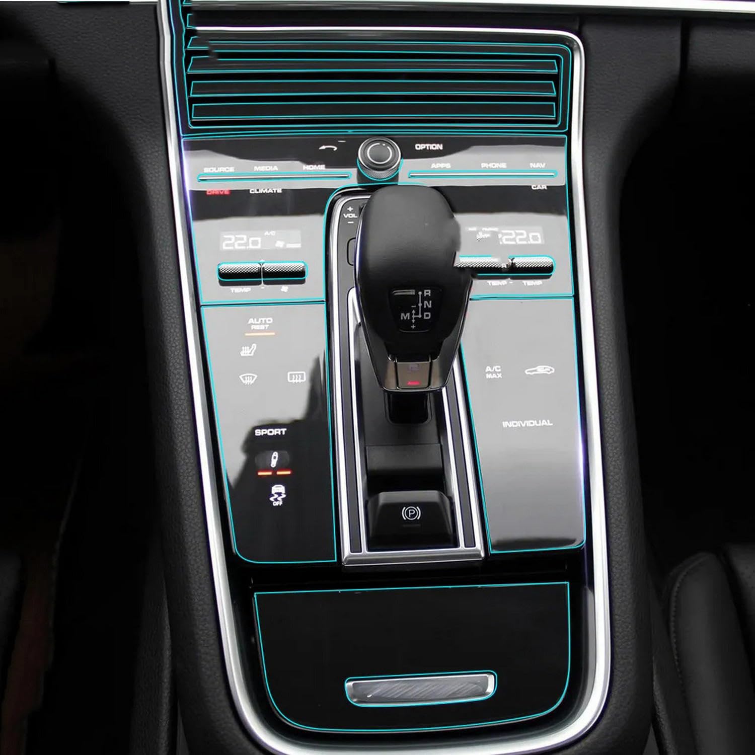 JCAKES Auto Mittelkonsole Klimaanlage Getriebe GPS-Bildschirm Innenraum Unsichtbare TPU-Schutzfolie, für Porsche Panamera 971 2017-2018 von JCAKES
