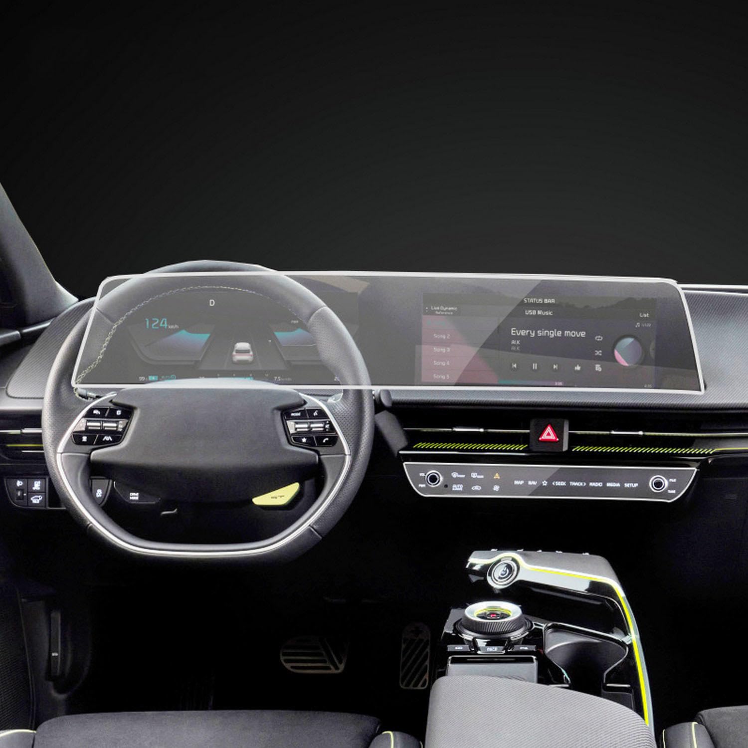 JCAKES Auto-Navigations-Schutzfolie Armaturenbrett-LCD-Display-Display-Schutzfolie Innenraumzubehör, für Kia EV6 ev GT 2021-2023 von JCAKES