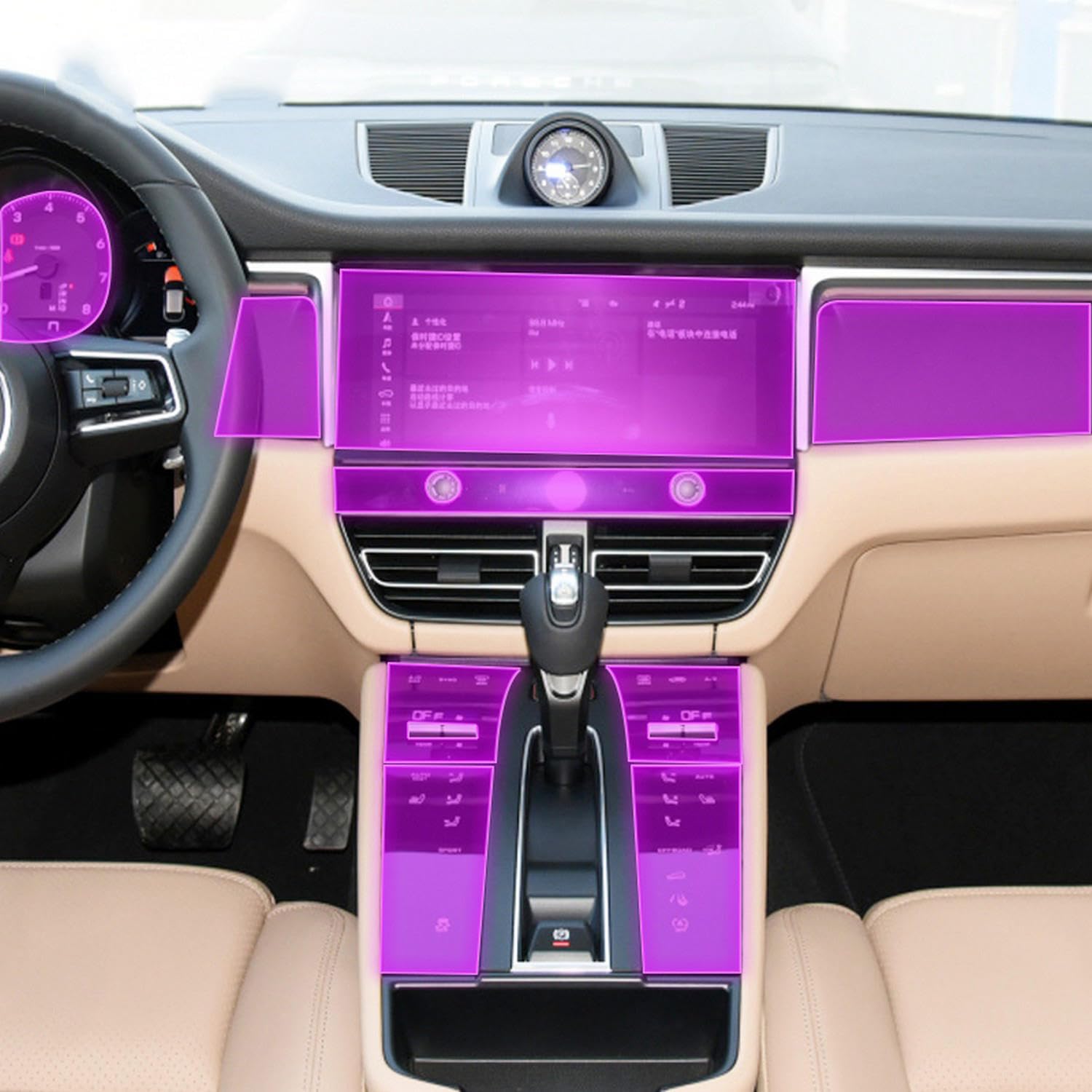 JCAKES Autoinnenausstattung Folie transparente TPU-Konsole Anti-LCD-Bildschirm Resist Folie Radio Display Film, für Porsche Macan 2022-2023 von JCAKES