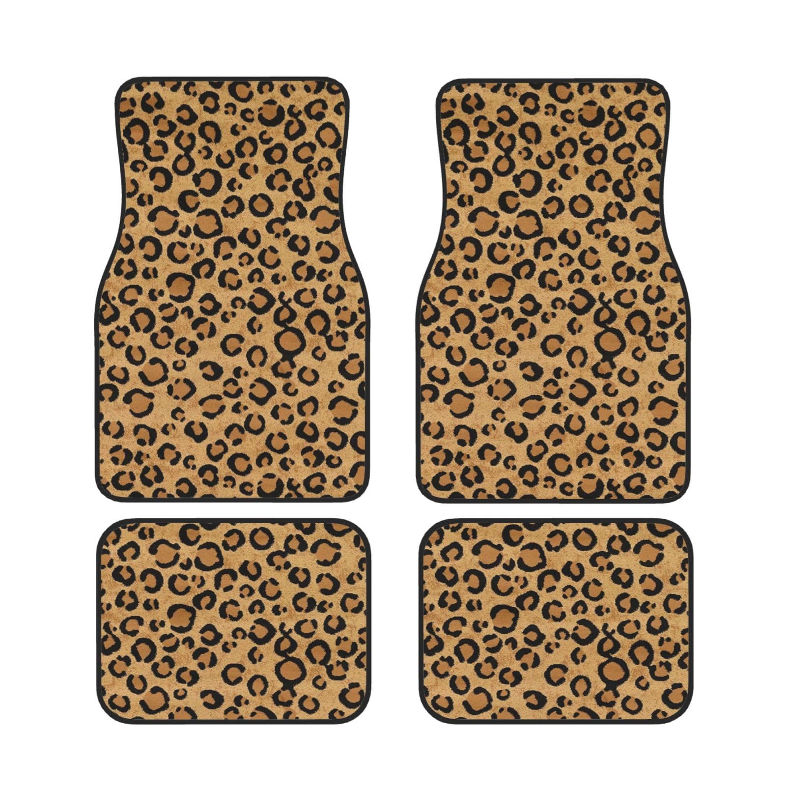 Set von 4 Auto-Fußmatten Wild Leopard Tier Universal Fit Auto Innenraum Boden Teppiche Für SUV Truck – Rutschfeste Automatte von JCAKES