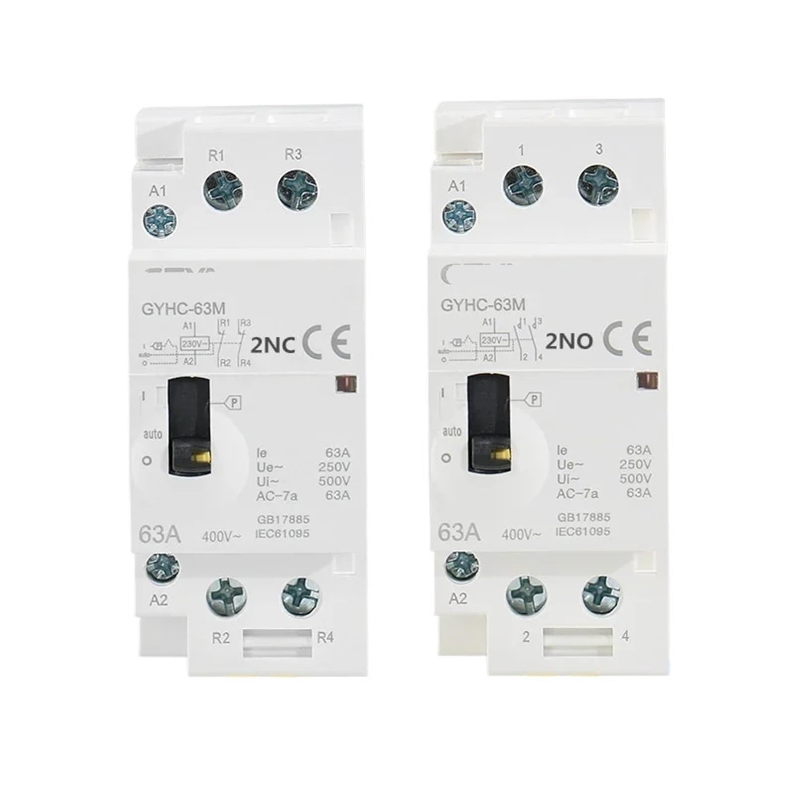 GYHC 2P 40A 63A 2NO oder 2NC Manueller modularer Haushalts-DIN-Schienen-AC-Schütz AC220AV 230V Manuelle Steuerung 1St(2P 40A 2N0 220V) von JCIBHODF