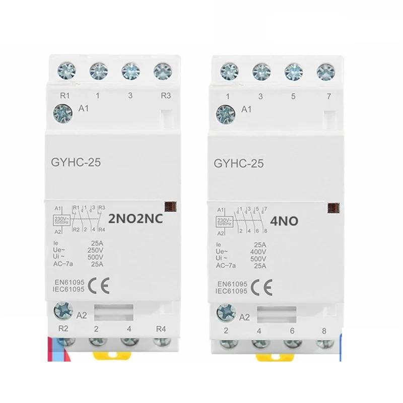 GYHC 4P 25A 220V/230V 50/60HZ Din-schiene Haushalt AC Modulare Schütz 4NO ODER 2NO2NC ODER 3NO1NC ODER 4NC 1Pcs(4P 25A 4NC 220V) von JCIBHODF