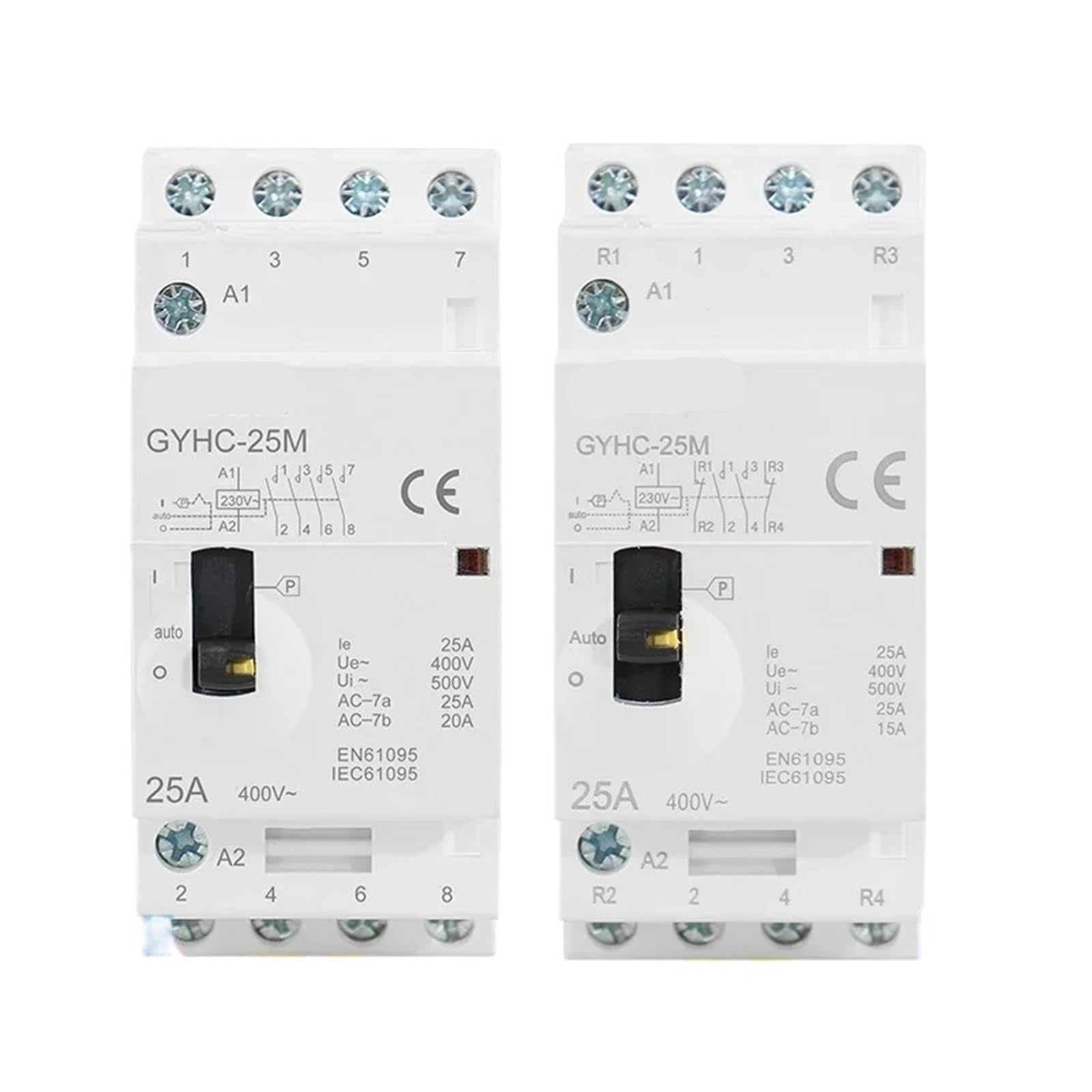 GYHC 4P 25A 4NO oder 2NO2NC 220V/230V 50/60HZ Din-Schiene Haushalt AC Modularschütz Manueller Typ 1St(4P 25A 2NO2NC 220V) von JCIBHODF