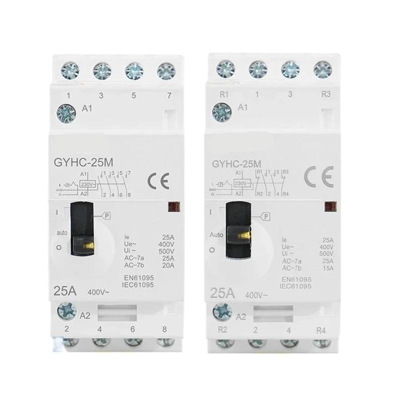 GYHC 4P 25A 4NO oder 2NO2NC 220V/230V 50/60HZ Din-Schiene Haushalt AC Modularschütz Manueller Typ 1St(4P 25A 2NO2NC 220V) von JCIBHODF