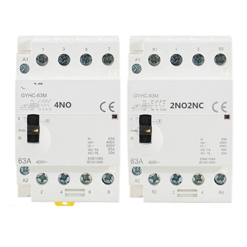 GYHC 4P 40A 63A 2NC2NO ODER 4NO 220V/230V 50/60HZ Din-schiene Haushalt AC Modulare Schütz Manuelle Bedienung 1Pcs(4P 40A 2NO2NC 220V) von JCIBHODF