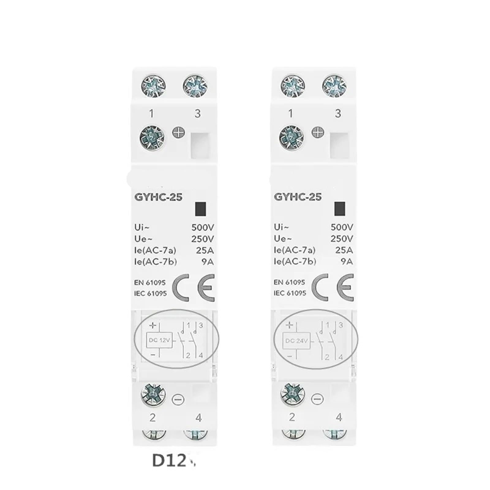 GYHC Schütz DC12V DC24V Spulenspannung 25A 2NO 2NC 1NO1NC 50/60Hz AC220V Hauptspannung 1St(2P 25A 1NO1NC DC12V) von JCIBHODF