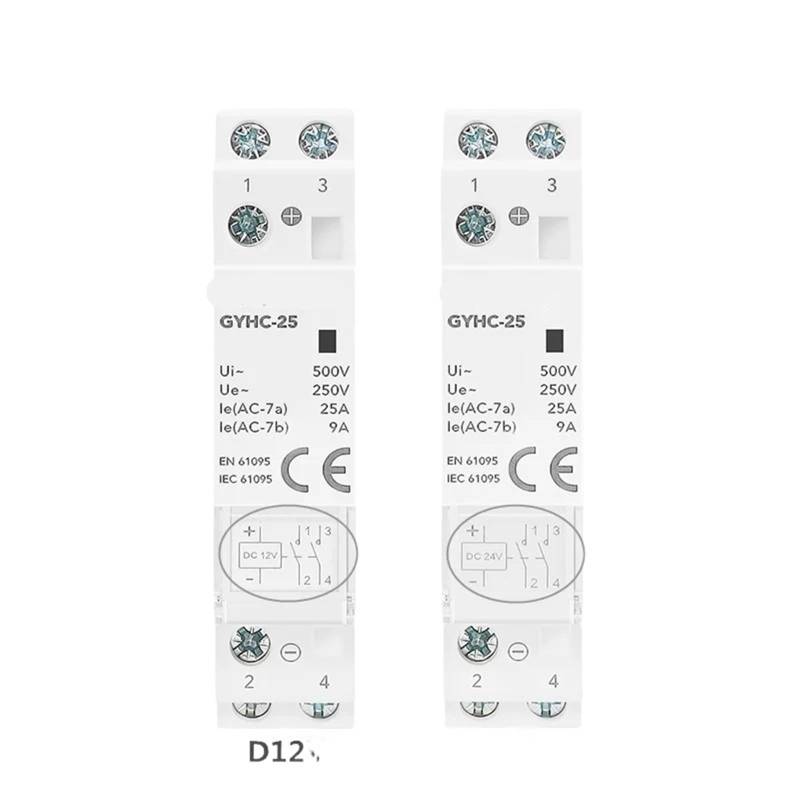 GYHC Schütz DC12V DC24V Spulenspannung 25A 2NO 2NC 1NO1NC 50/60Hz AC220V Hauptspannung 1St(2P 25A 1NO1NC DC12V) von JCIBHODF