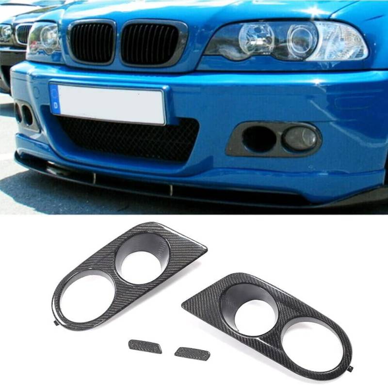 JCING Kohlefaser-Nebelscheinwerfer-Abdeckung für BMW 3er-Serie E46 M3 2001–2006, Frontstoßstange, Licht, Lufteinlass, Grill, Winglets, Splitter-Verkleidung von JCING