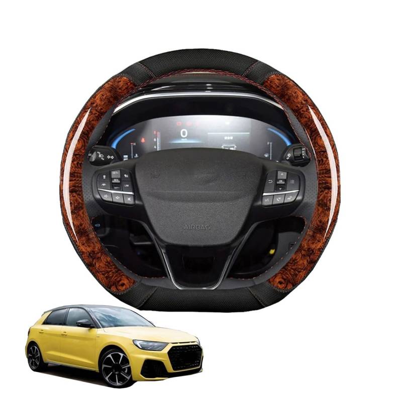 JCPQDWTD Auto Lenkradbezug D-Form für A1 2020-2024 Pfirsichholz und Mikrofaser PU Leder Lenkradhülle Atmungsaktiv Anti-Rutsch Sommer Winter Auto Zubehör Interieur(Brown) von JCPQDWTD